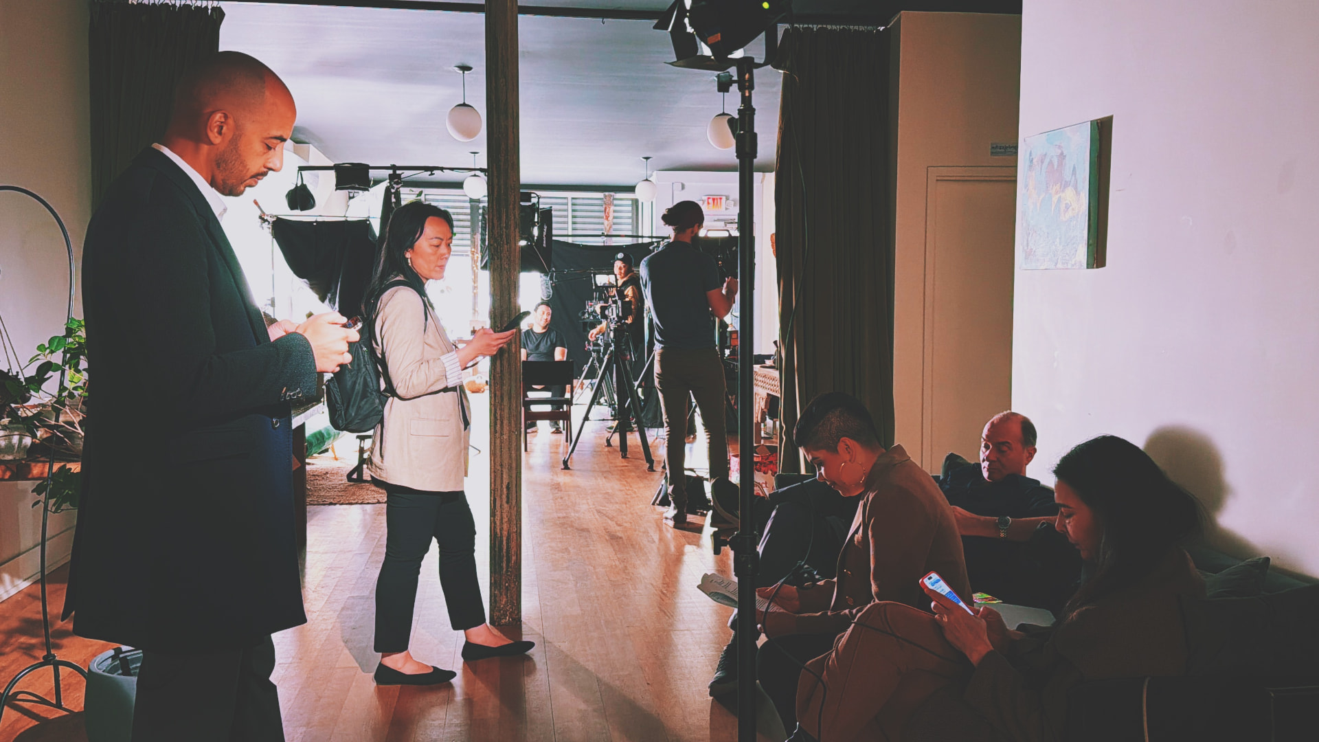 A film production underway in the gallery