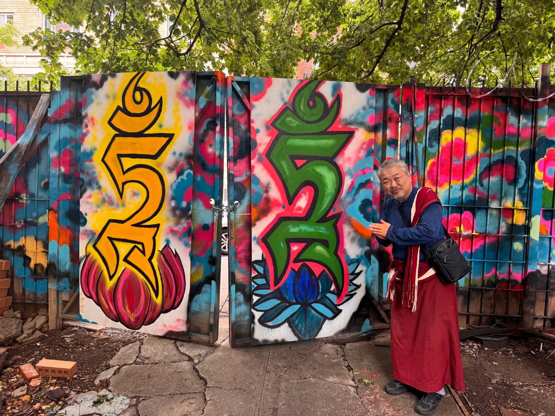 Drupon Chongwol with Sanskrit graffiti gates