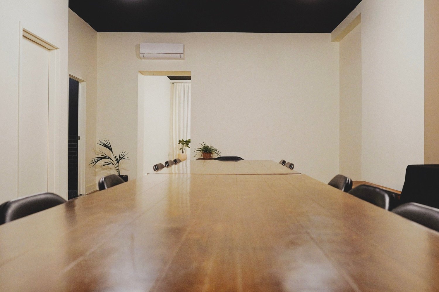 The dining room set for a seated meal