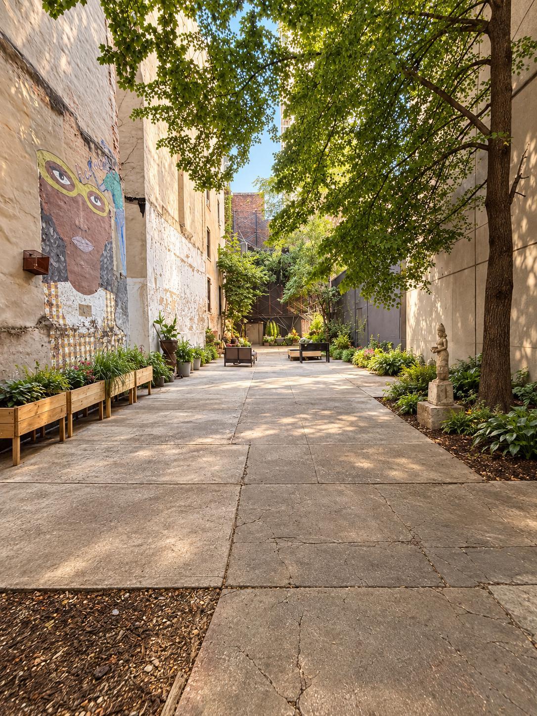 The private courtyard behind the building