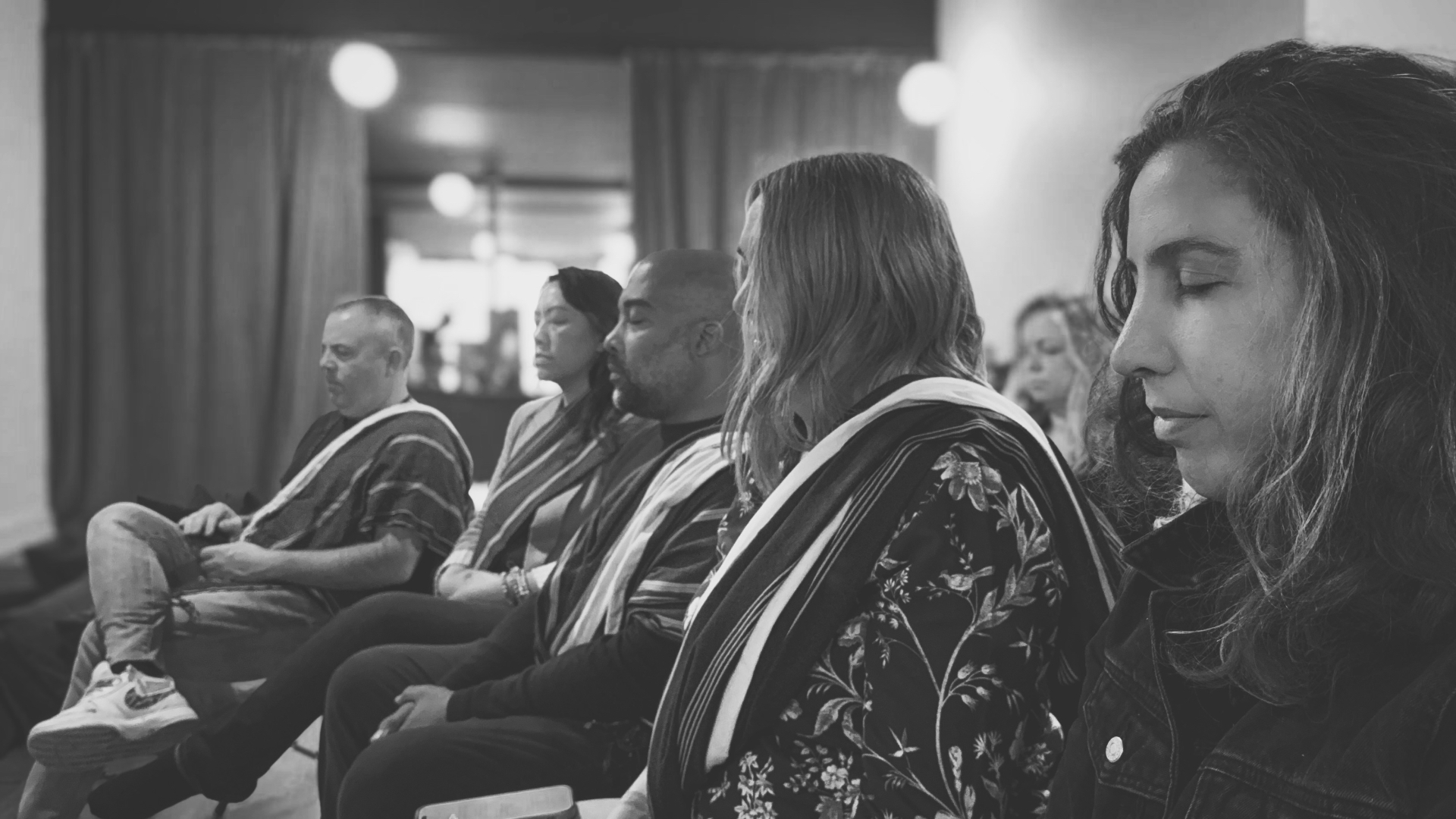 Practitioners seated in meditation at Black Tara Center