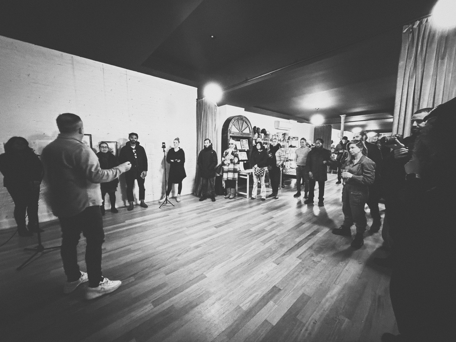 Guests gathered for a talk at the Center
